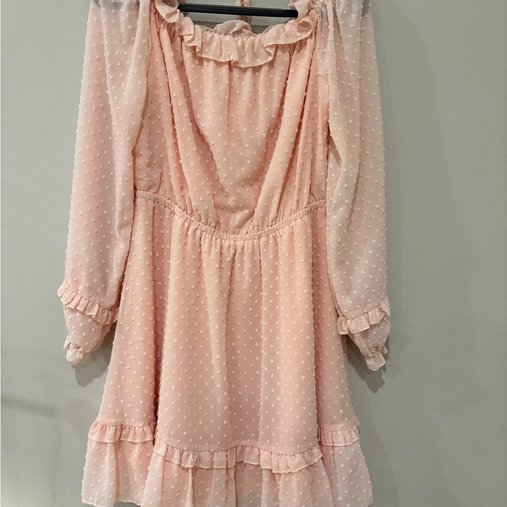 Women’s Size M Swiss Dot‎ Dress with Sheer Sleeves